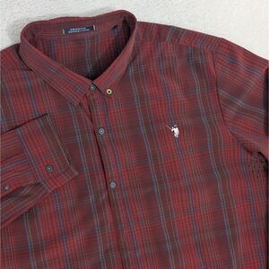 William Murray "The Irrevent" Button Up LS BF Shirt Red Tartan Plaid Men's 2XL
